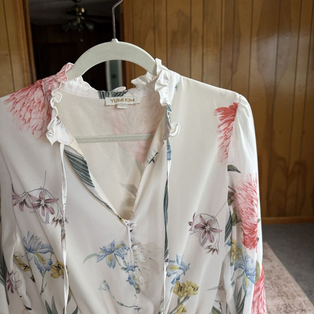 Yumi Kim Love Always Long Sleeve Tiered Mini Dress In Forever Yours Ivory Large - Picture 9 of 14
